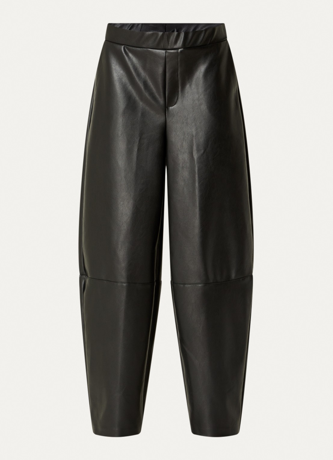 Joseph Ribkoff High waist loose fit broek van imitatieleer met steekzakken - voorkant 3 zwart