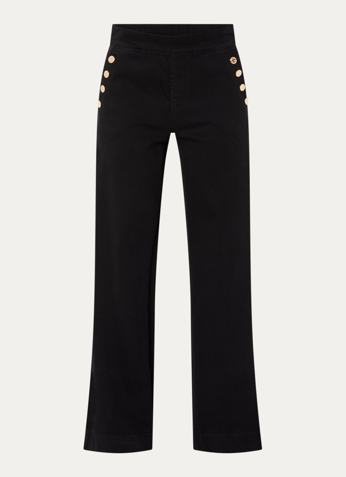 Joseph Ribkoff High waist loose fit jeans met gekleurde wassing en knoopdetail - voorkant 2 zwart