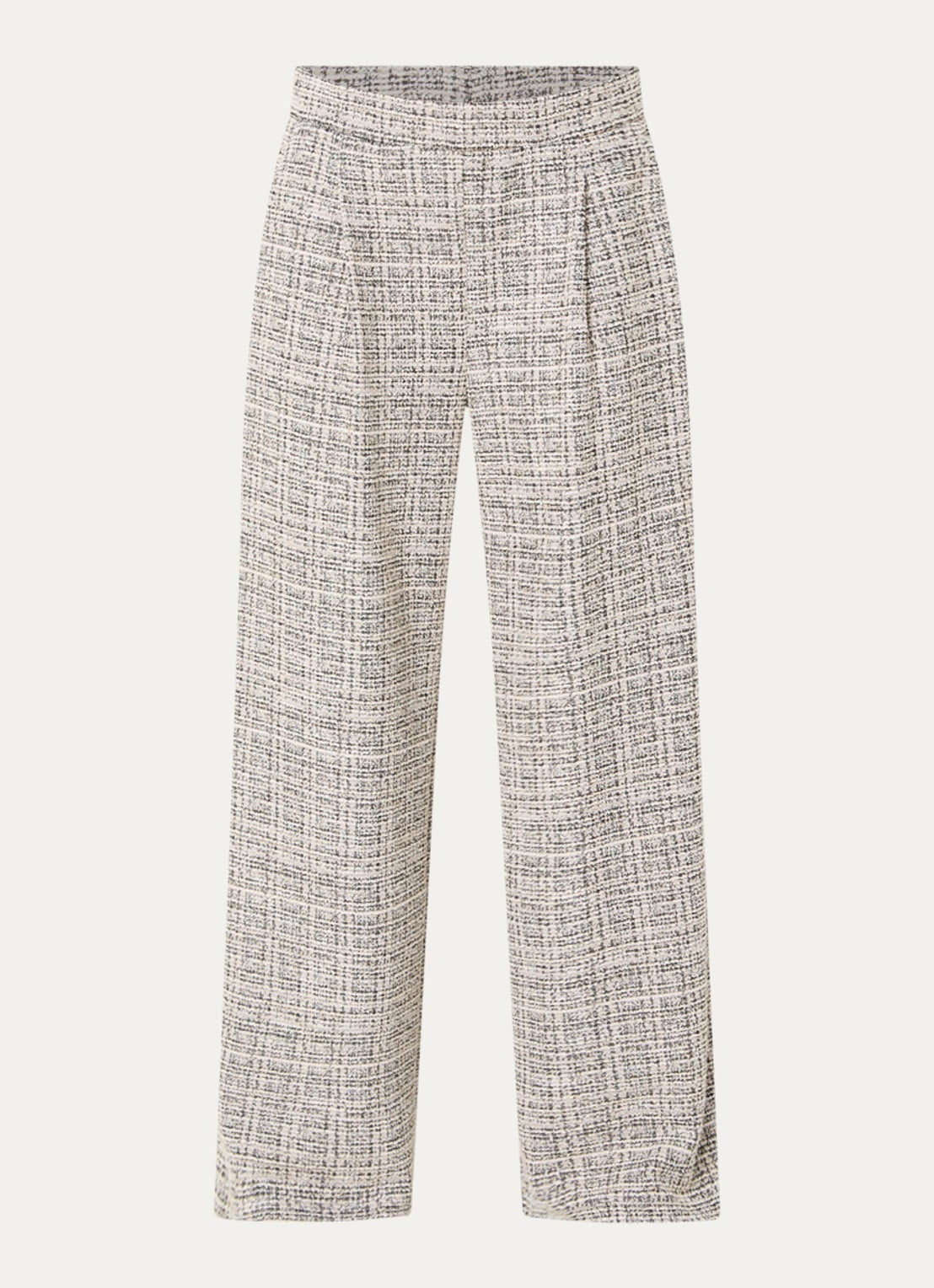 Joseph Ribkoff High waist loose fit pantalon met tweed-look en steekzakken - voorkant 3 beige