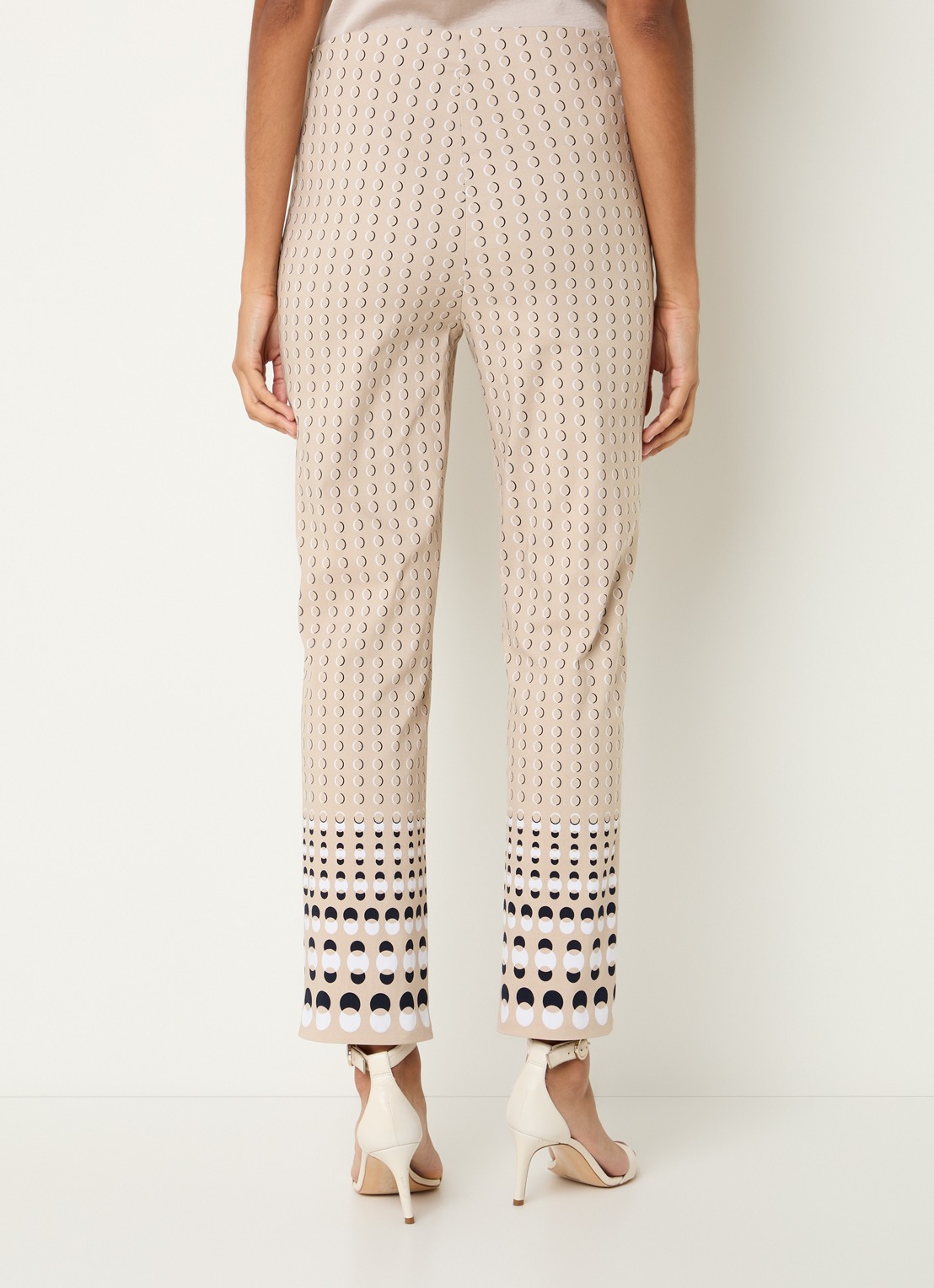 Joseph Ribkoff High waist slim fit pantalon met print - achterkant beige