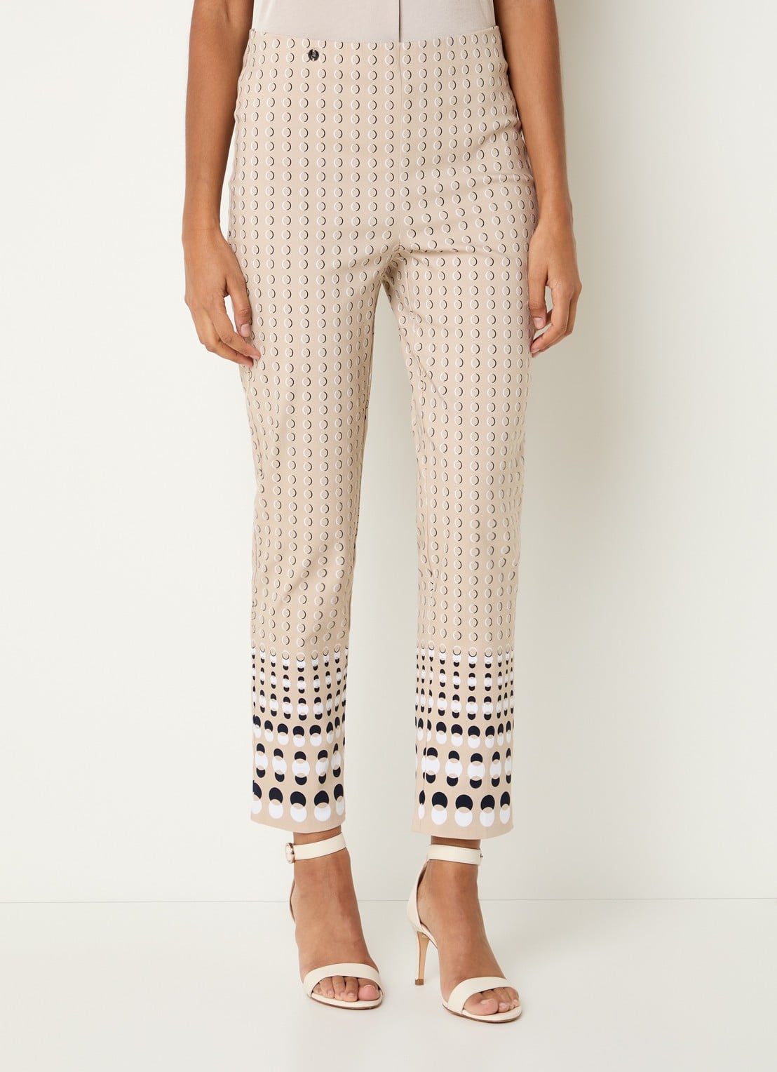 Joseph Ribkoff High waist slim fit pantalon met print - detail 4 beige