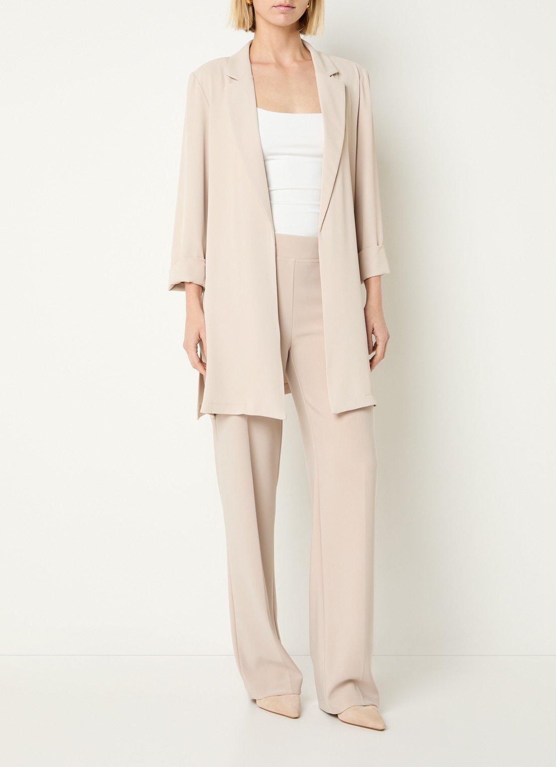 Joseph Ribkoff High waist straight fit pantalon met persplooi - voorkant 4 creme