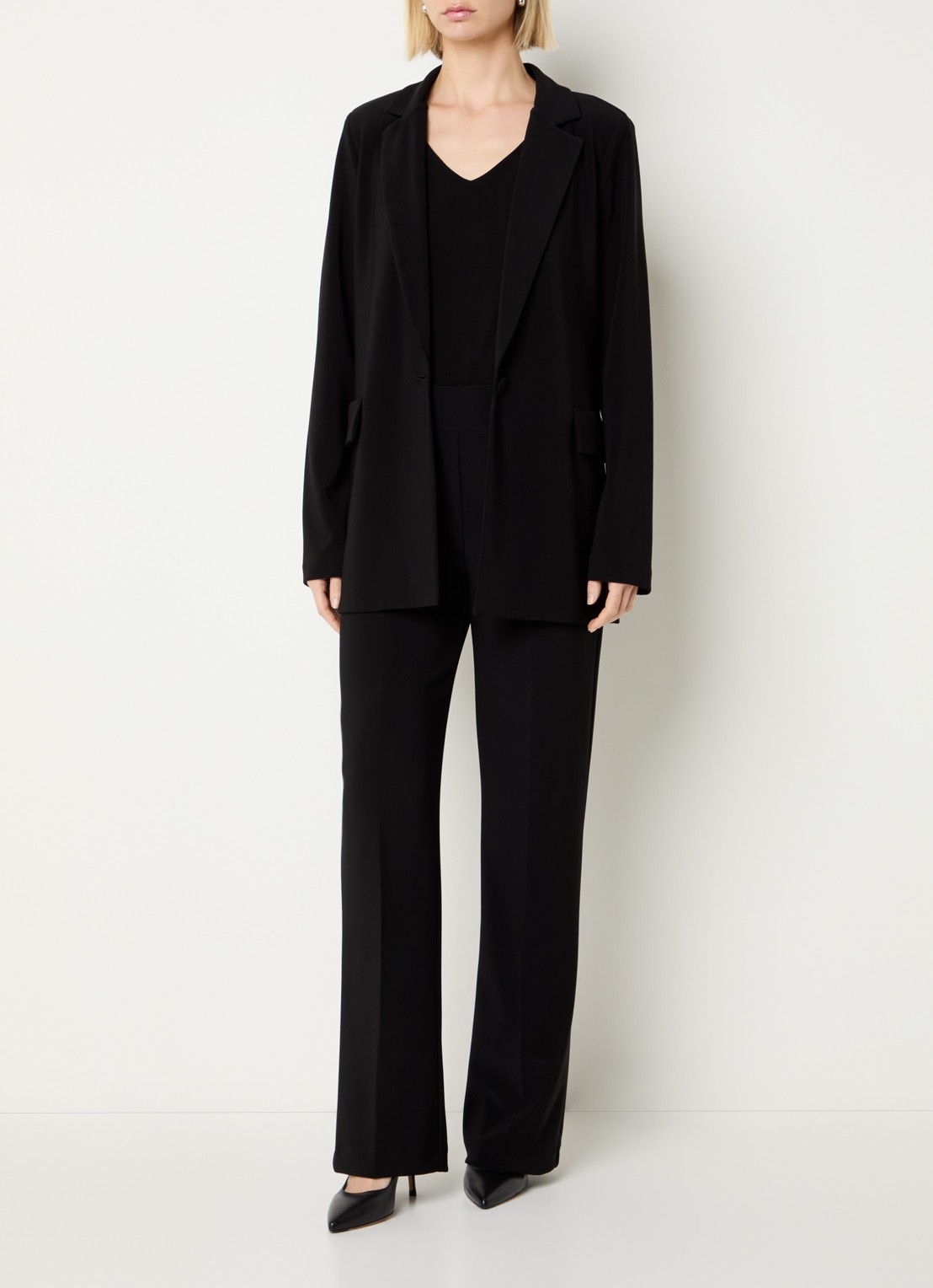 Joseph Ribkoff High waist straight fit pantalon met persplooi - voorkant 3 zwart