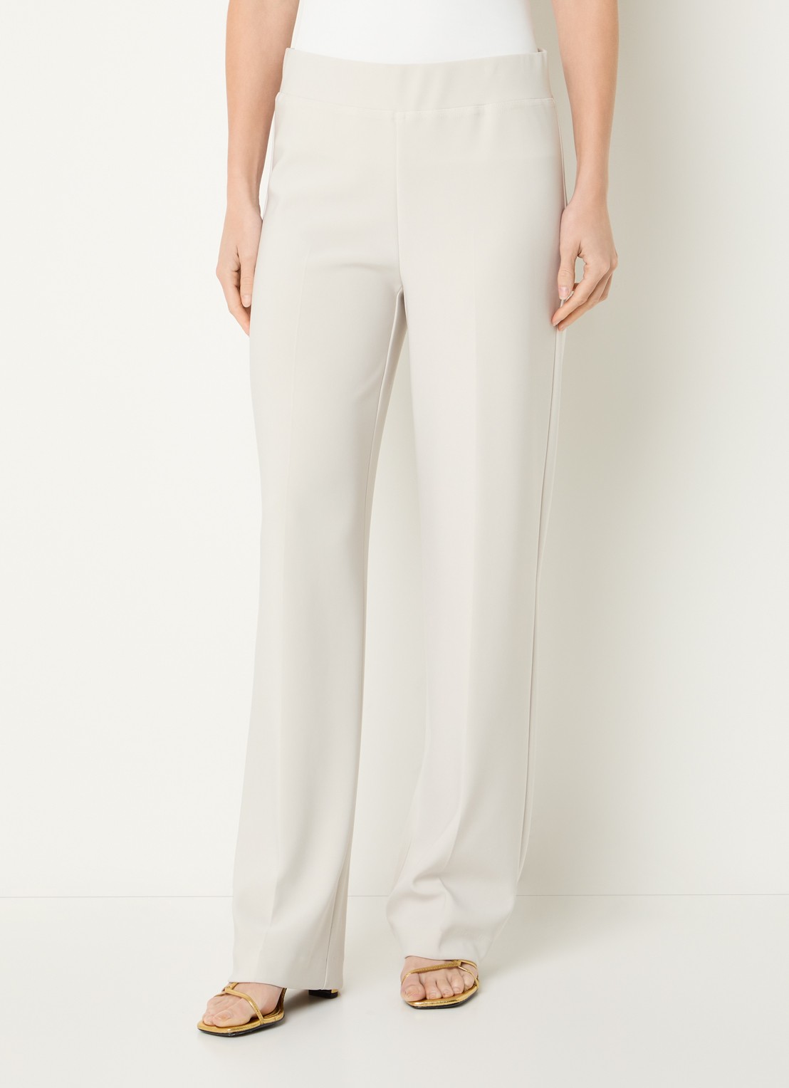 Joseph Ribkoff High waist straight fit pantalon met persplooi - detail 2 creme