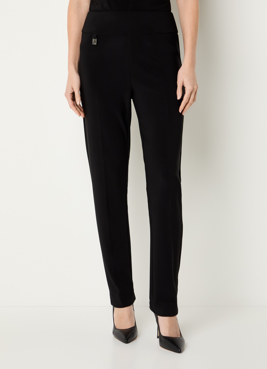 Joseph Ribkoff High waist tapered fit pantalon met persplooi - detail 2 zwart