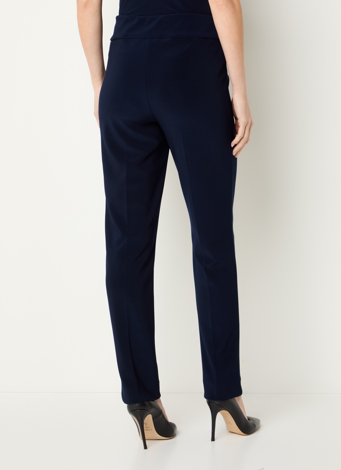 Joseph Ribkoff High waist tapered fit pantalon met persplooi - achterkant donkerblauw
