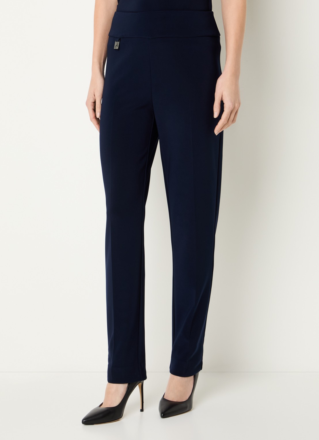 Joseph Ribkoff High waist tapered fit pantalon met persplooi - detail 2 donkerblauw