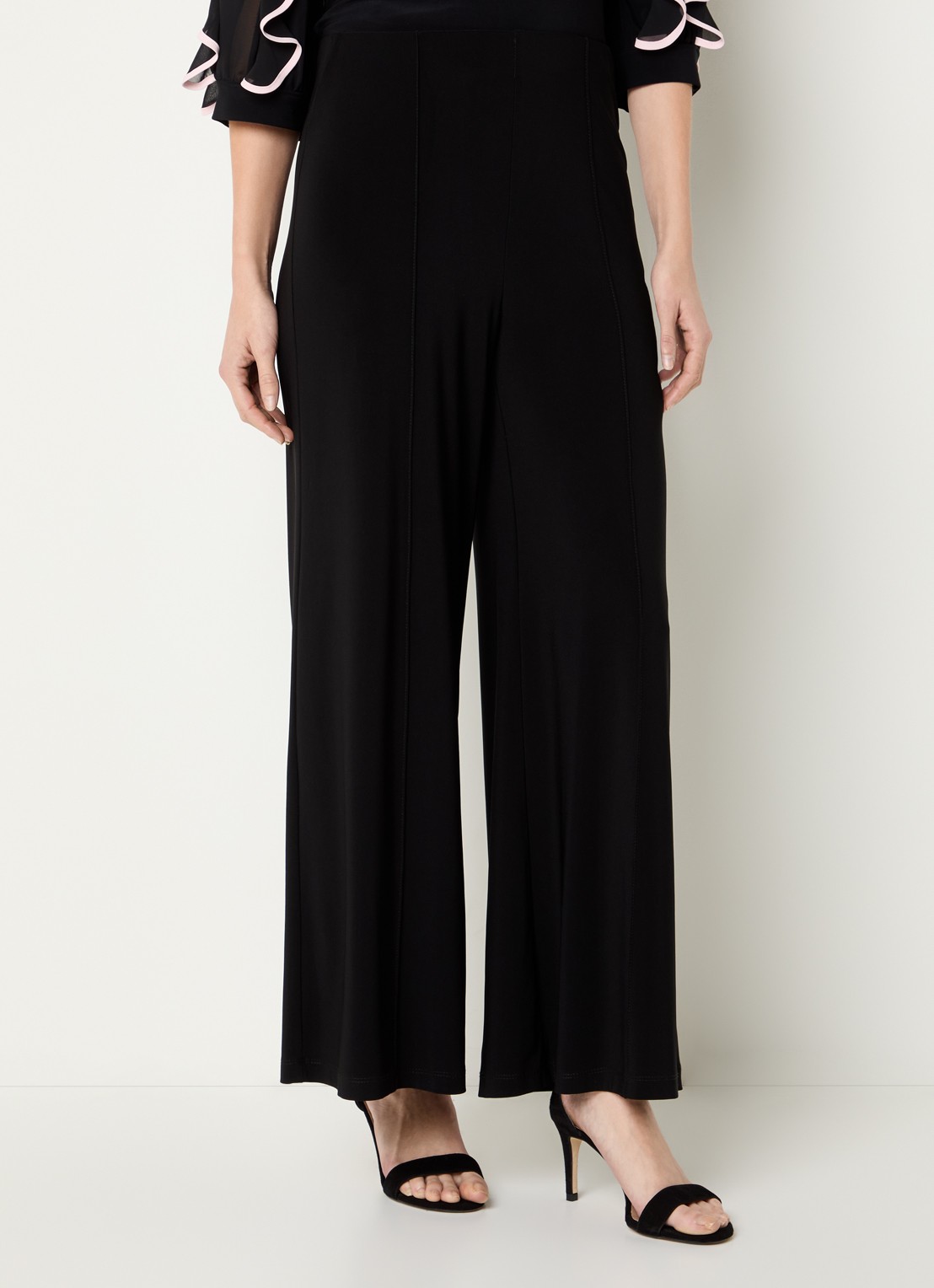 Joseph Ribkoff High waist wide fit broek met siernaad - detail zwart