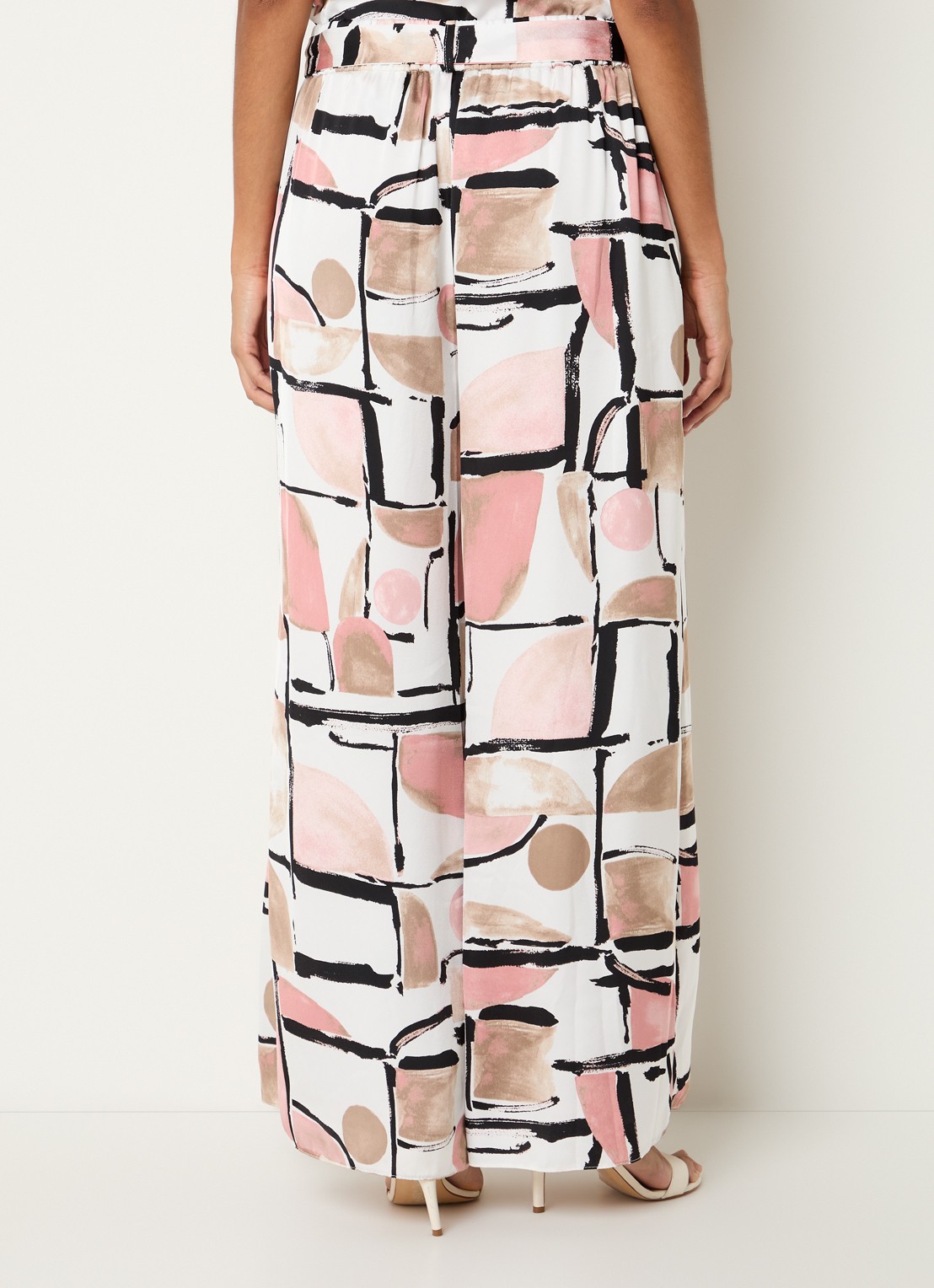 Joseph Ribkoff High waist wide fit palazzo broek met print en ceintuur - achterkant 4 wit