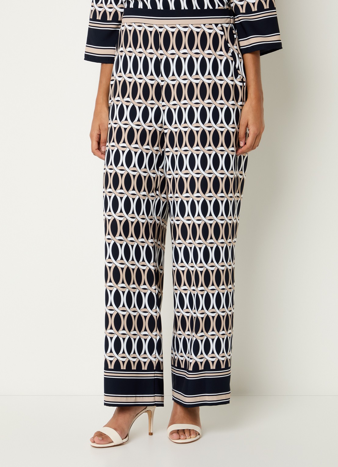 Joseph Ribkoff High waist wide fit palazzo broek met print - detail 2 zwart