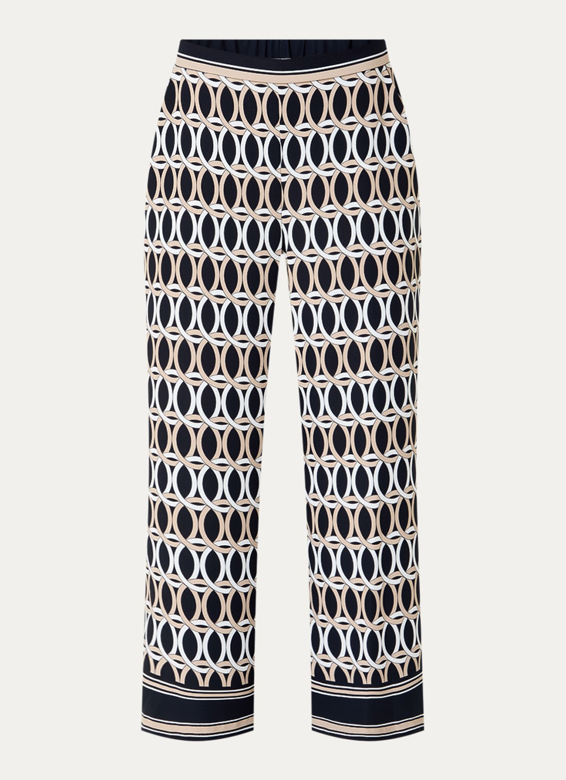 Joseph Ribkoff High waist wide fit palazzo broek met print - voorkant 3 zwart