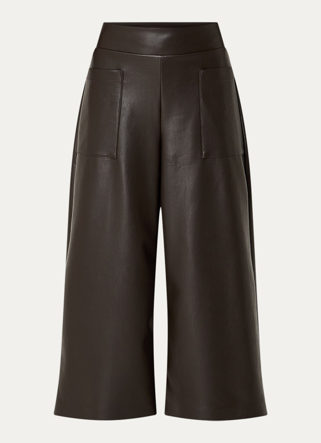 Joseph Ribkoff High waist wide fit palazzo broek van imitatieleer - voorkant 3 donkerbruin