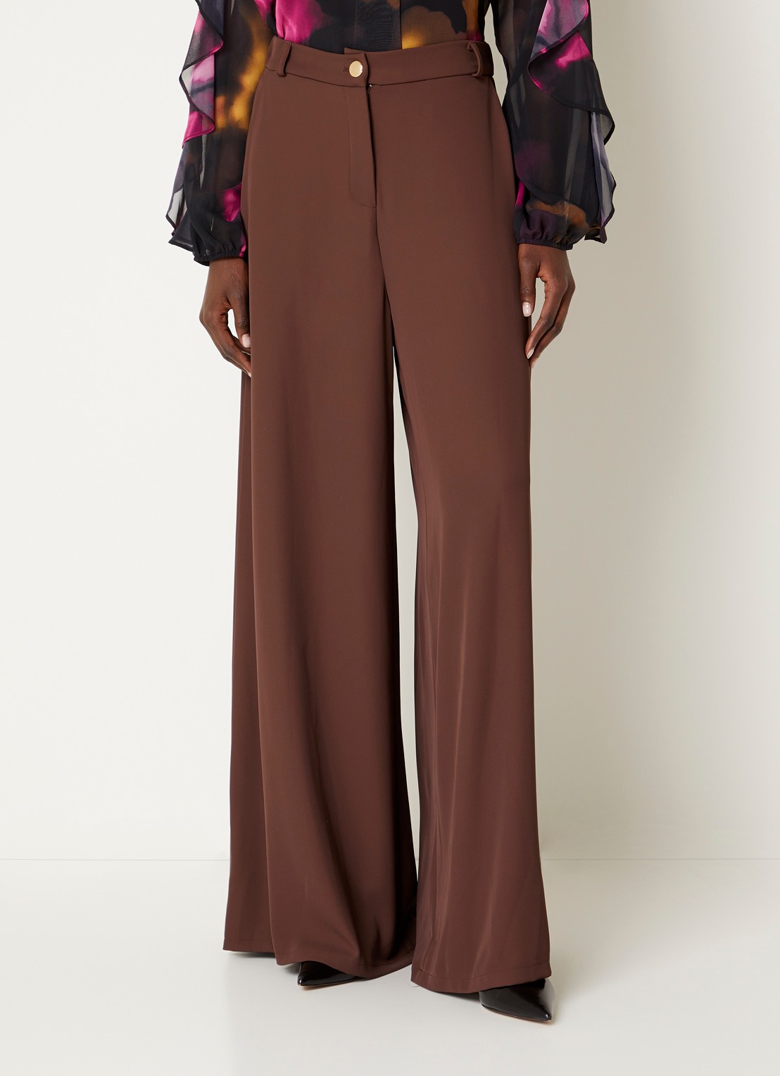 Joseph Ribkoff High waist wide fit pantalon met steekzakken - detail 4 bruin