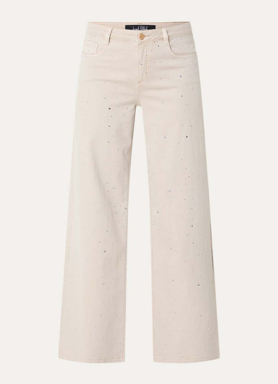 Joseph Ribkoff High waist wide leg jeans met gekleurde wassing en strass - voorkant 2 beige