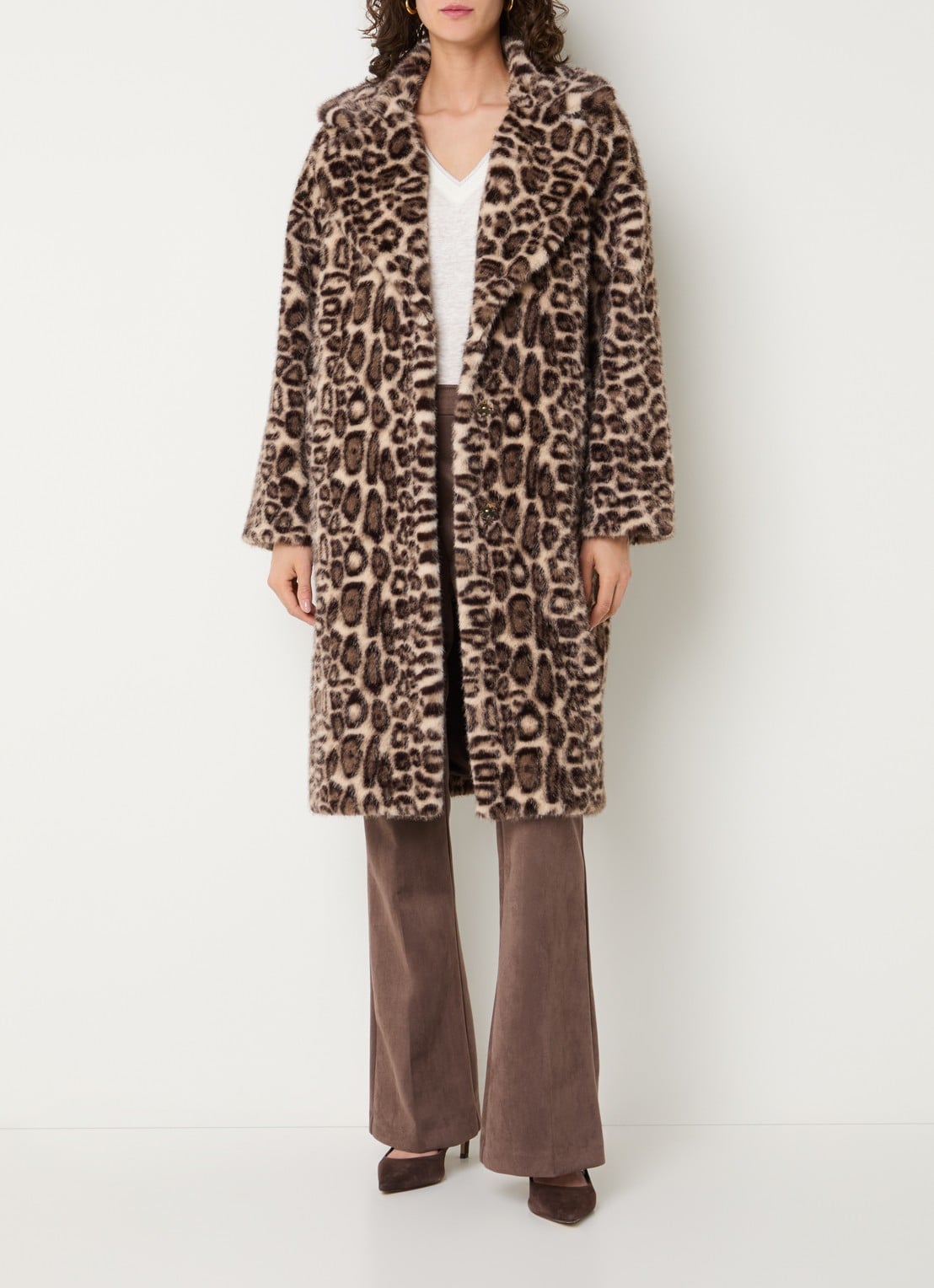 Joseph Ribkoff Jas met dierenprint en steekzakken - voorkant 2 beige