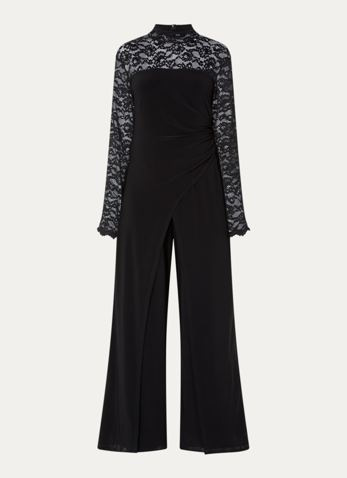 Joseph Ribkoff Jumpsuit met details van kant - voorkant zwart