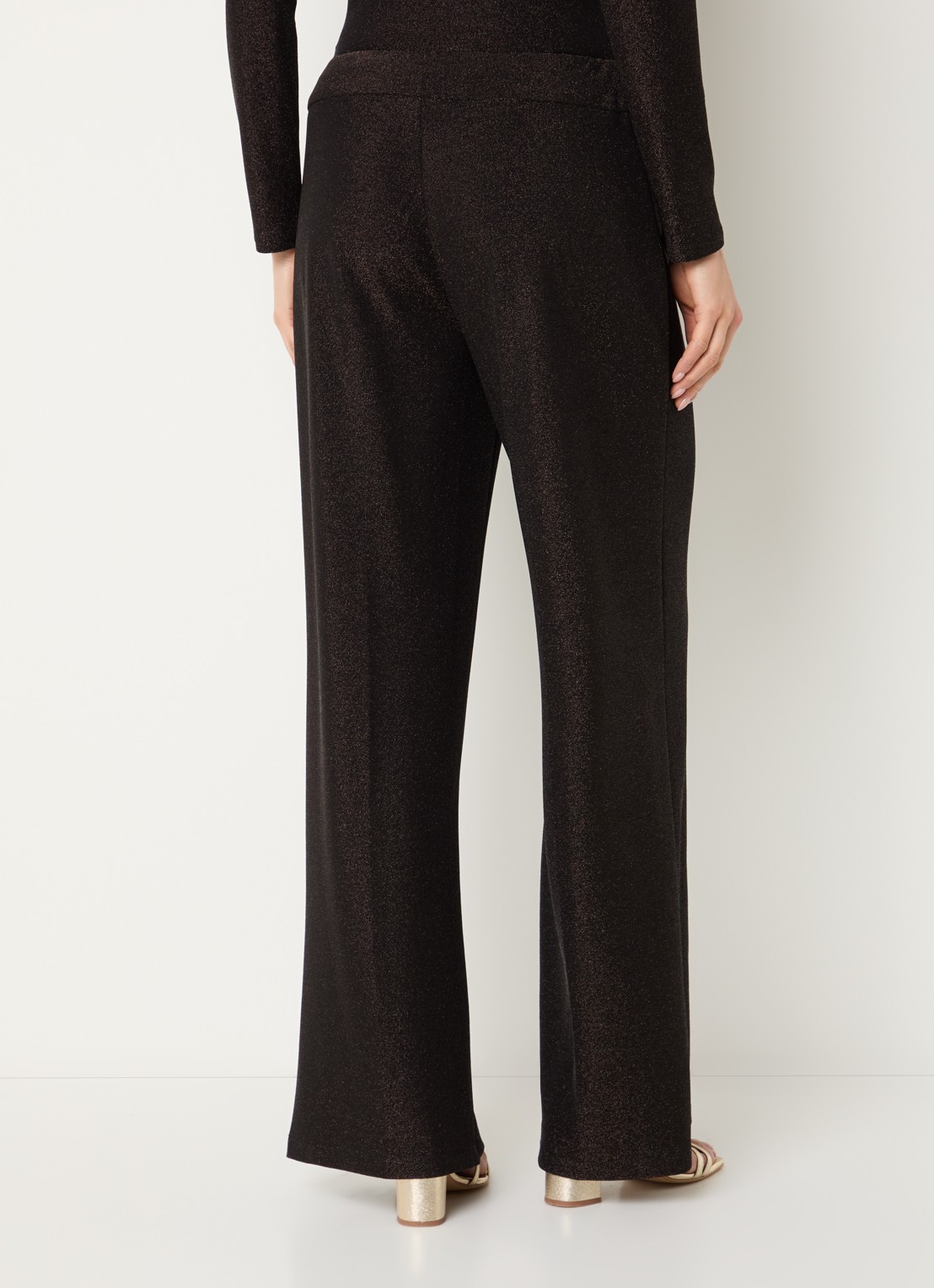Joseph Ribkoff Low waist loose fit broek met lurex - achterkant donkerbruin