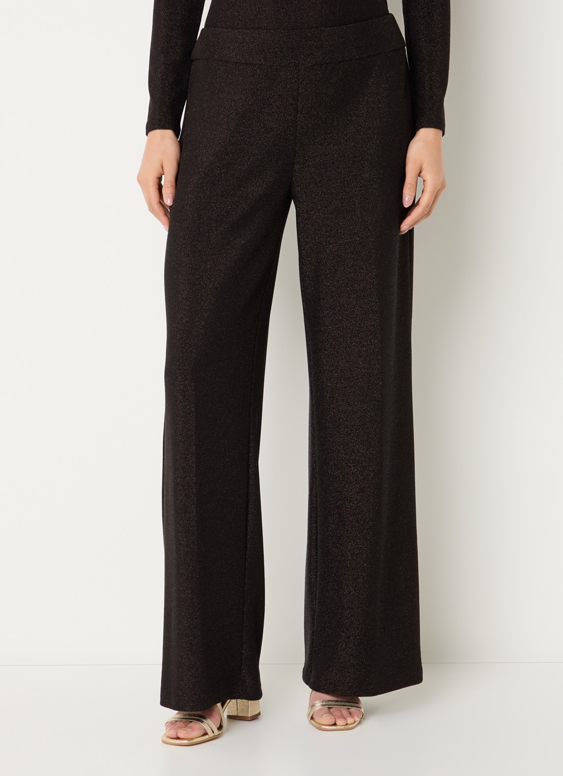 Joseph Ribkoff Low waist loose fit broek met lurex - detail 2 donkerbruin