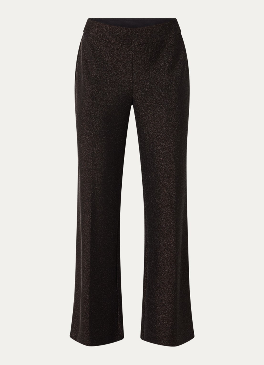Joseph Ribkoff Low waist loose fit broek met lurex - voorkant 3 donkerbruin