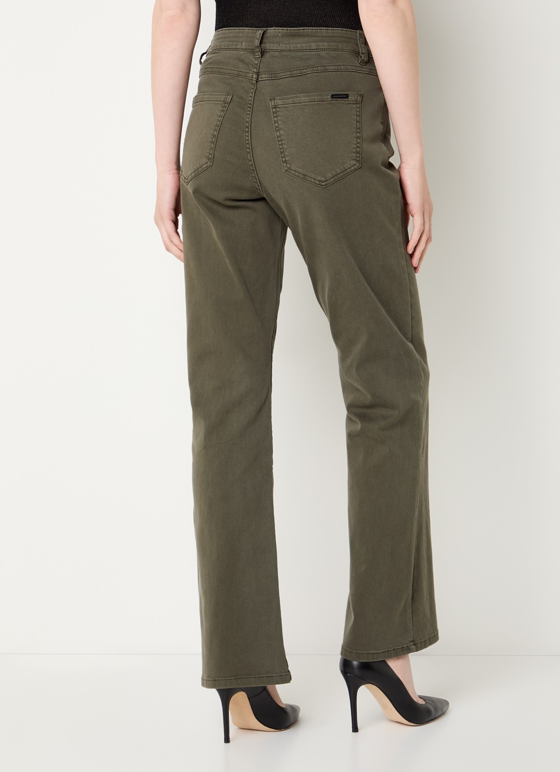 Joseph Ribkoff Low waist skinny fit jeans met gekleurde wassing - achterkant 5 olijfgroen