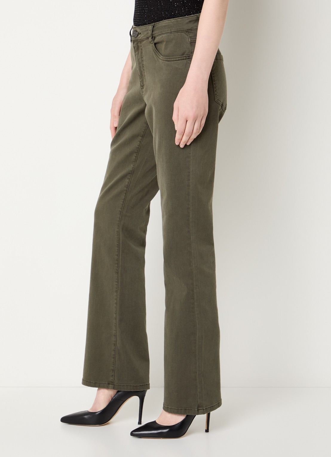 Joseph Ribkoff Low waist skinny fit jeans met gekleurde wassing - detail 2 olijfgroen