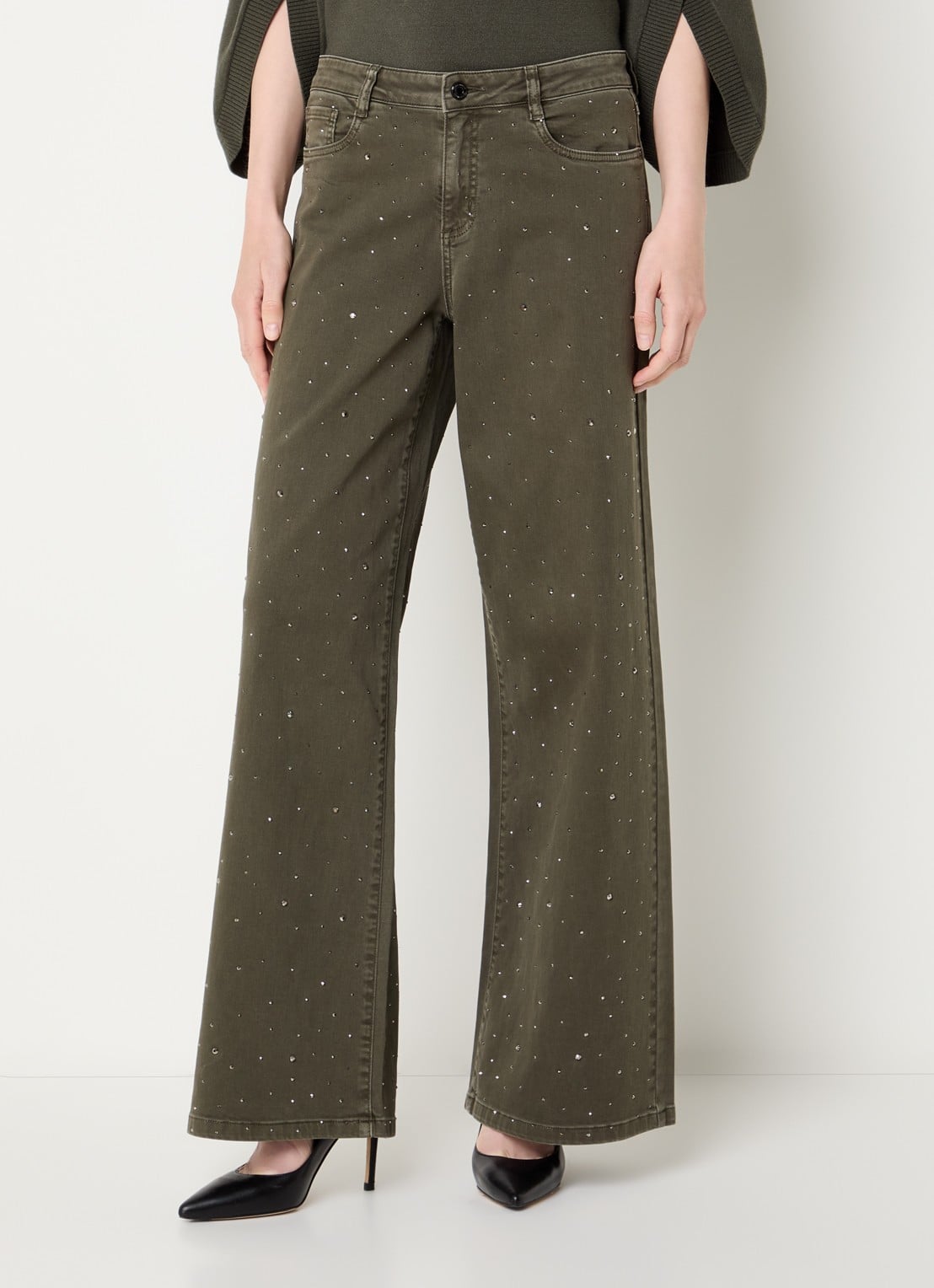Joseph Ribkoff Low waist straight fit jeans met gekleurde wassing - detail 3 olijfgroen