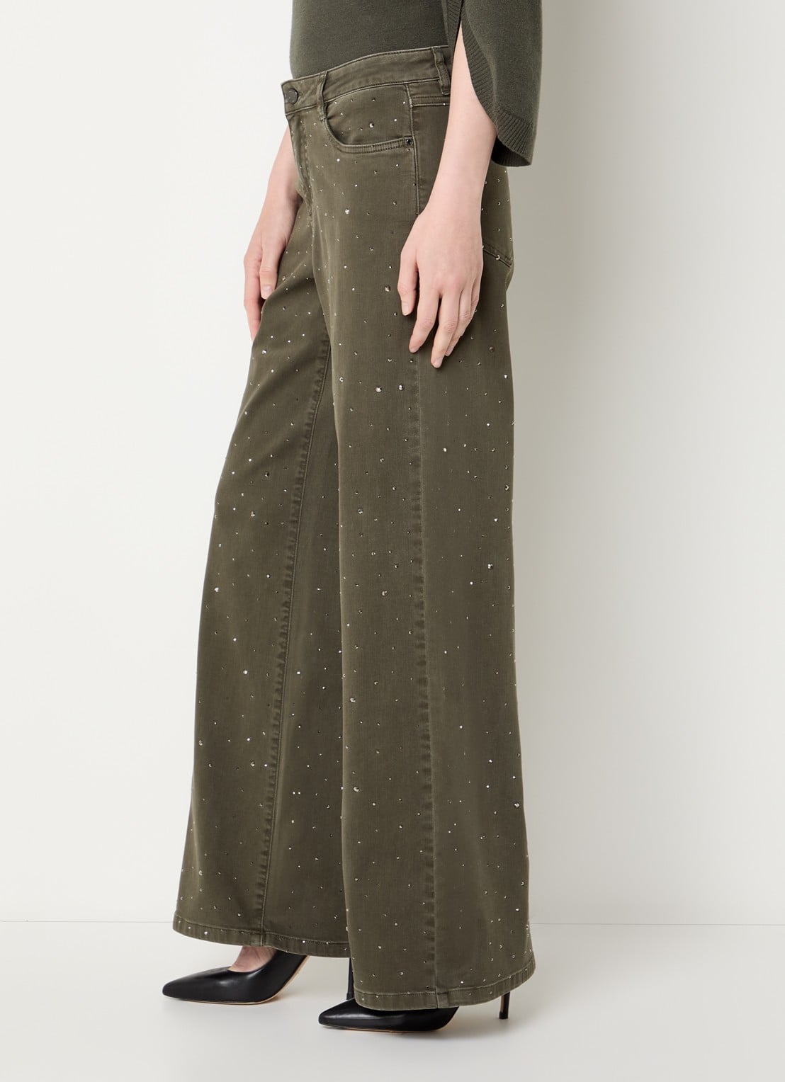 Joseph Ribkoff Low waist straight fit jeans met gekleurde wassing - detail 4 olijfgroen