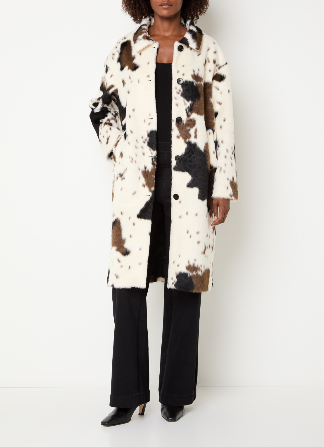 Joseph Ribkoff Mantel van imitatiebont met dierenprint - voorkant 4 gebroken wit