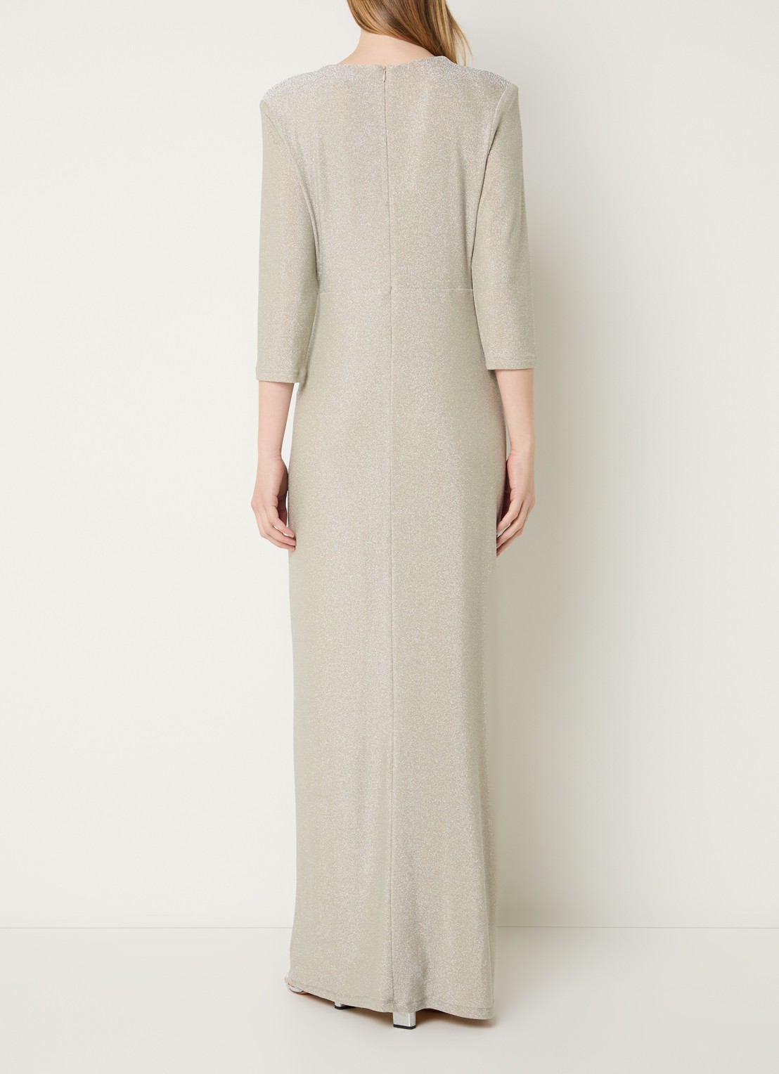 Joseph Ribkoff Maxi jurk met plooidetail en lurex - achterkant 4 zilver