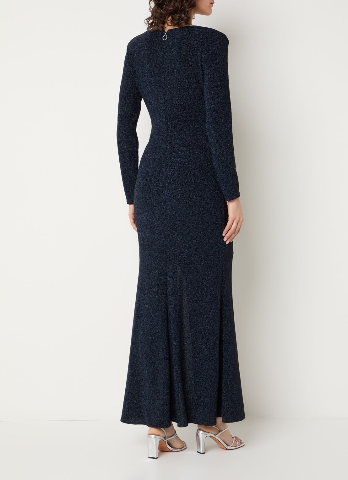 Joseph Ribkoff Maxi jurk met split en V-hals - achterkant 3 donkerblauw