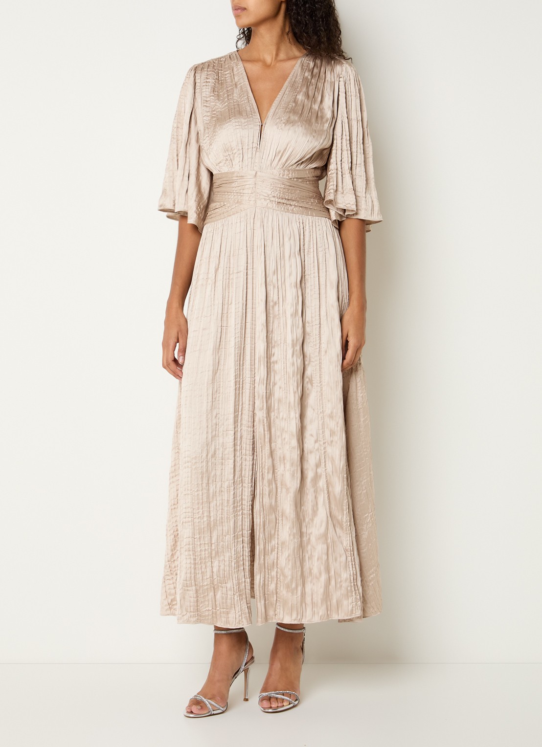 Joseph Ribkoff Maxi tuniekjurk met V-hals - detail beige