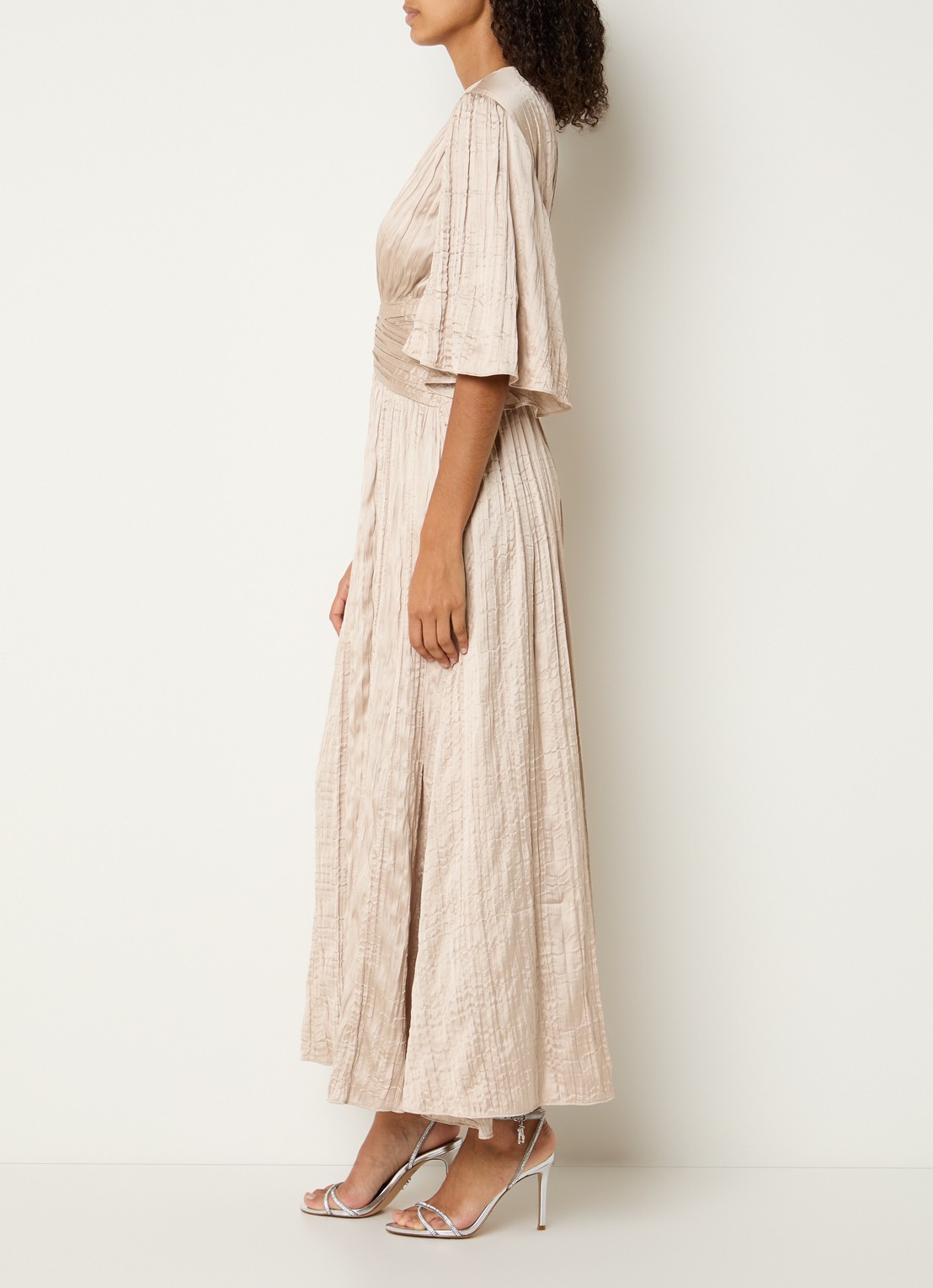 Joseph Ribkoff Maxi tuniekjurk met V-hals - voorkant 3 beige