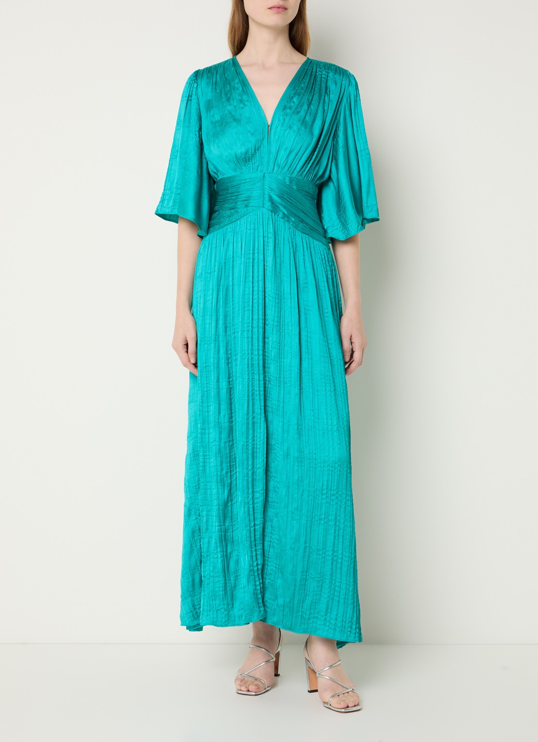 Joseph Ribkoff Maxi tuniekjurk met V-hals - detail 2 turquoise