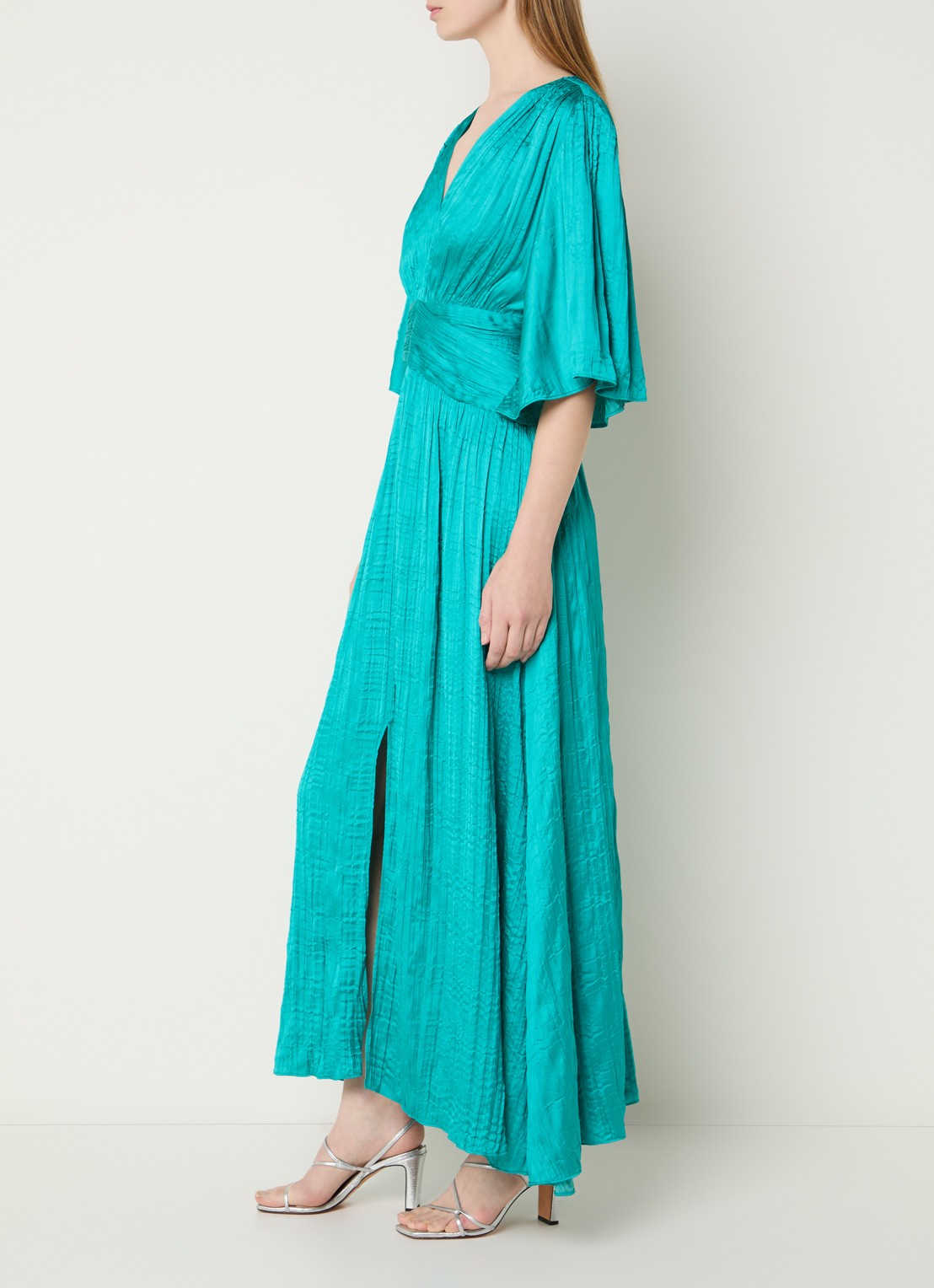 Joseph Ribkoff Maxi tuniekjurk met V-hals - voorkant 4 turquoise