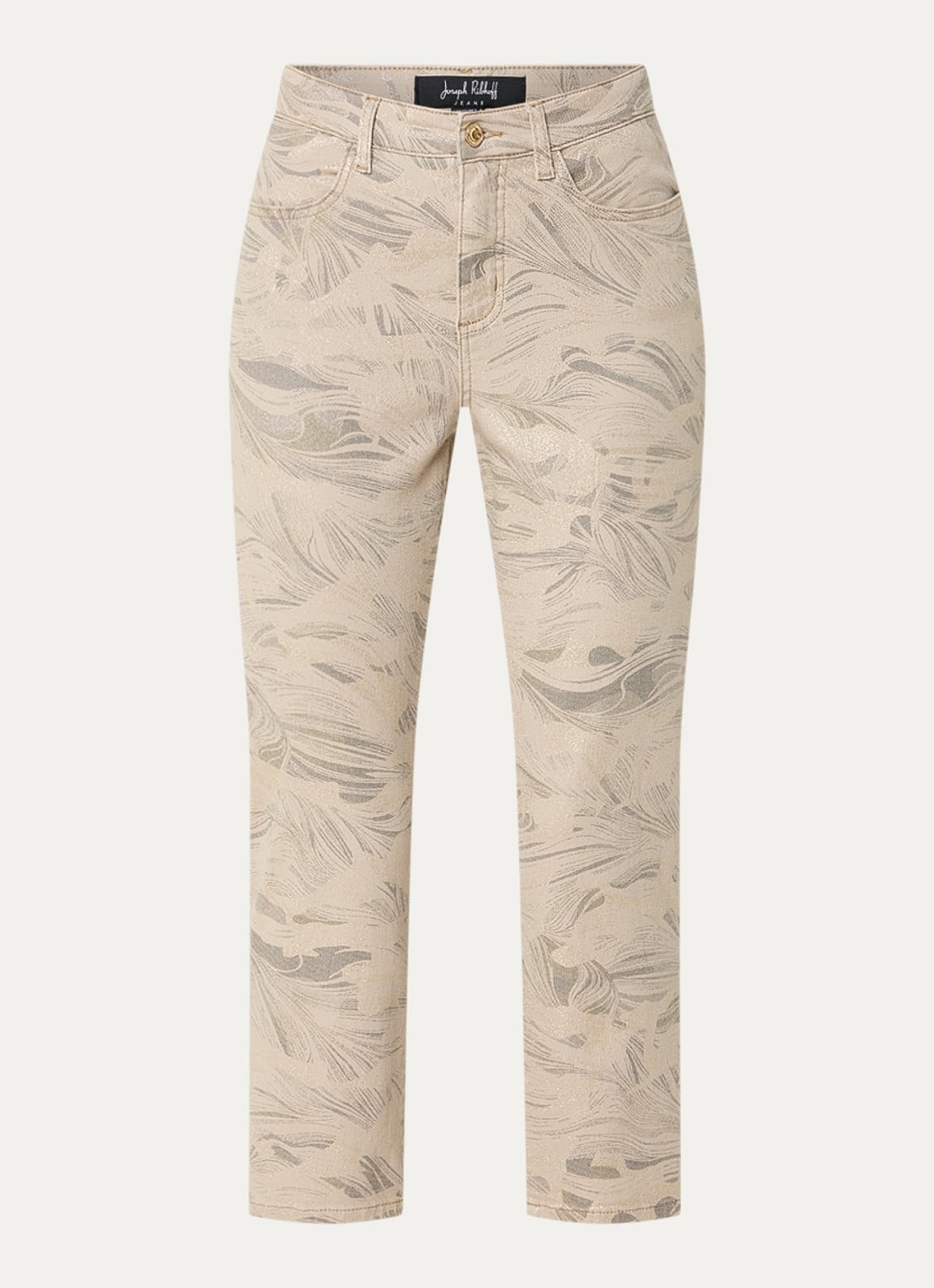 Joseph Ribkoff Mid waist cropped slim fit jeans met gekleurde wassing en print - voorkant beige