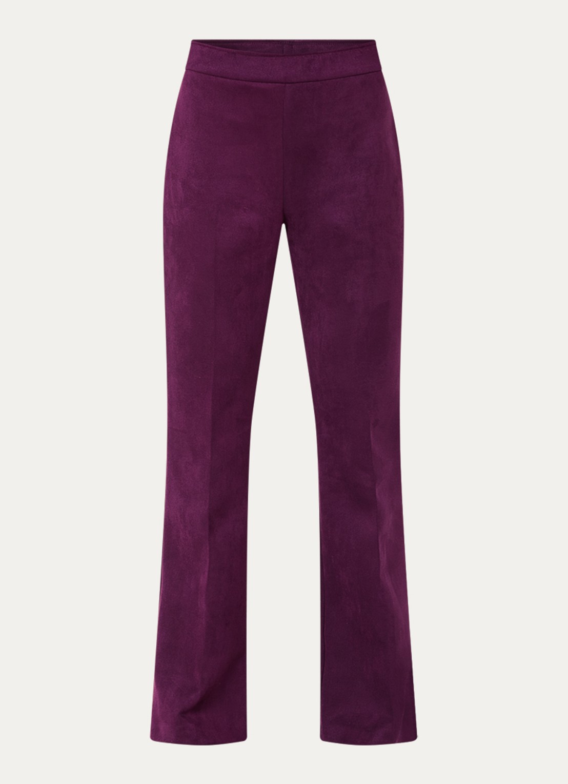 Joseph Ribkoff Mid waist flared fit broek van fluweel - voorkant aubergine