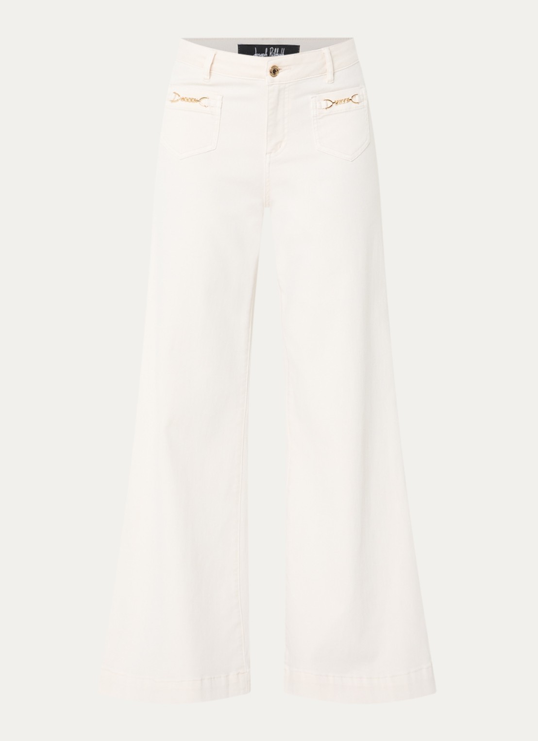 Joseph Ribkoff Mid waist flared jeans met gekleurde wassing en opgestikte zakken - voorkant 2 creme