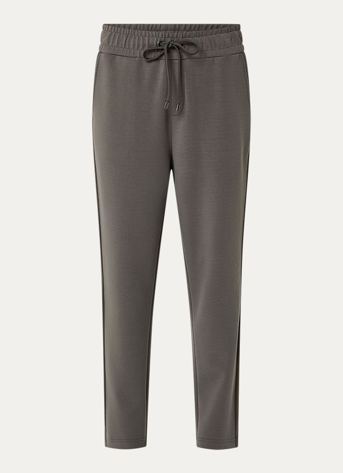 Joseph Ribkoff Mid waist slim fit joggingbroek met steekzakken - voorkant 3 olijfgroen