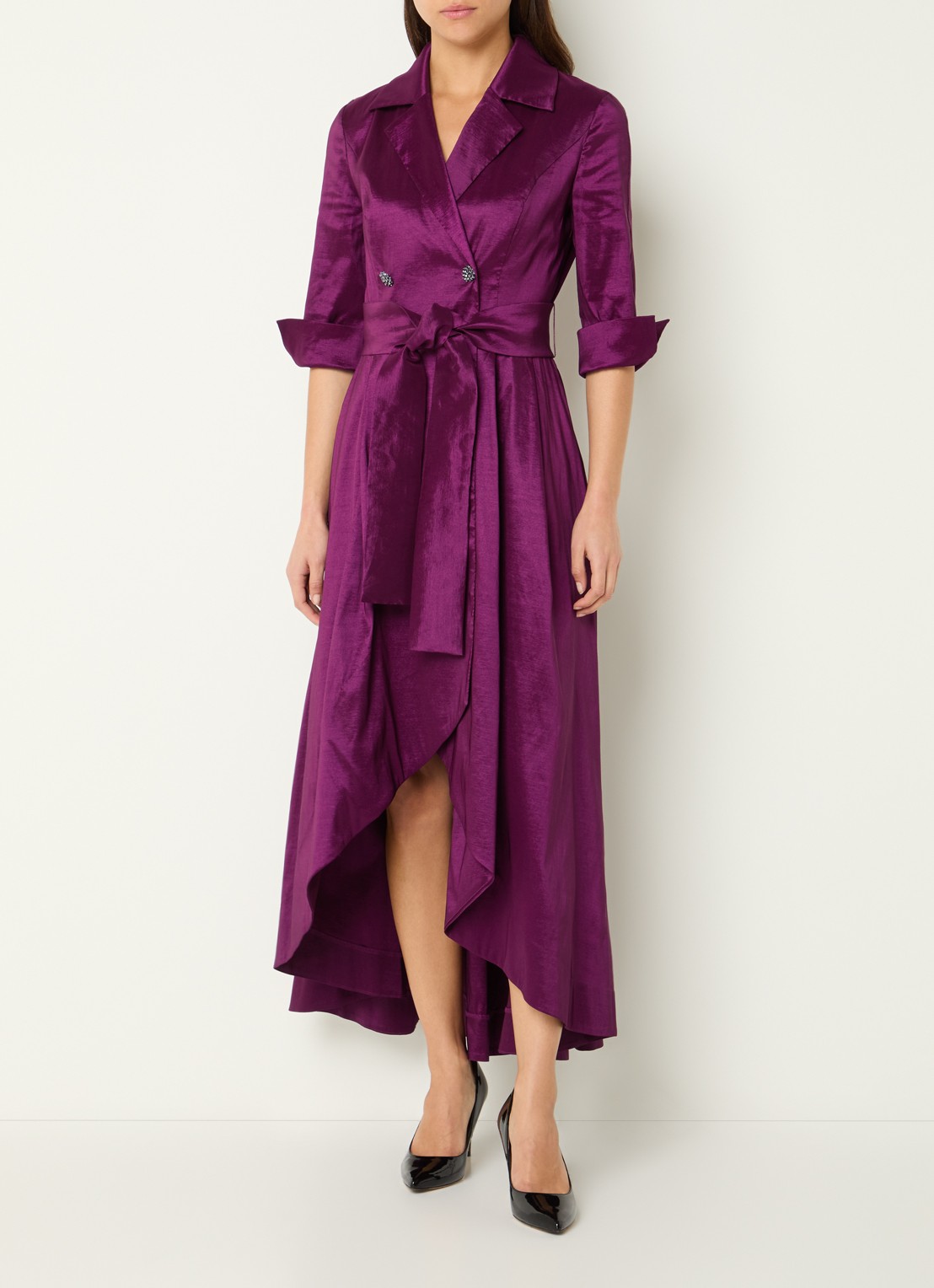 Joseph Ribkoff Midi blazerjurk met steekzakken en glanzende finish - detail 2 aubergine