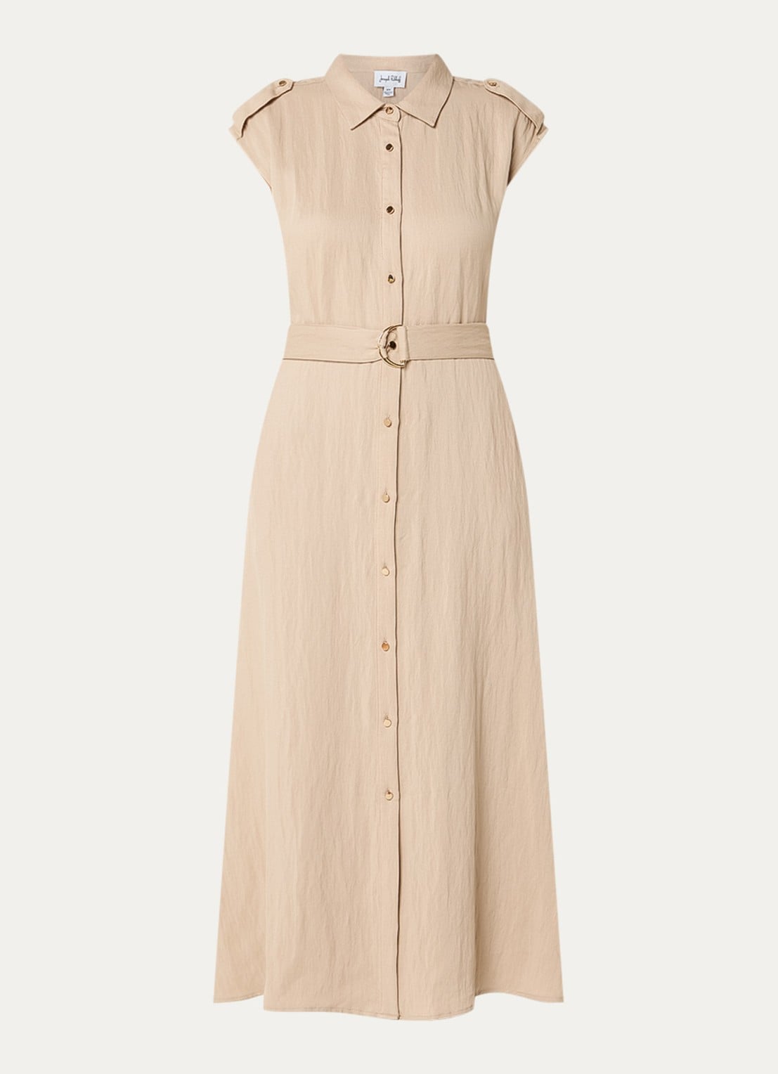 Joseph Ribkoff Midi blousejurk met kraag en ceintuur - voorkant 3 beige