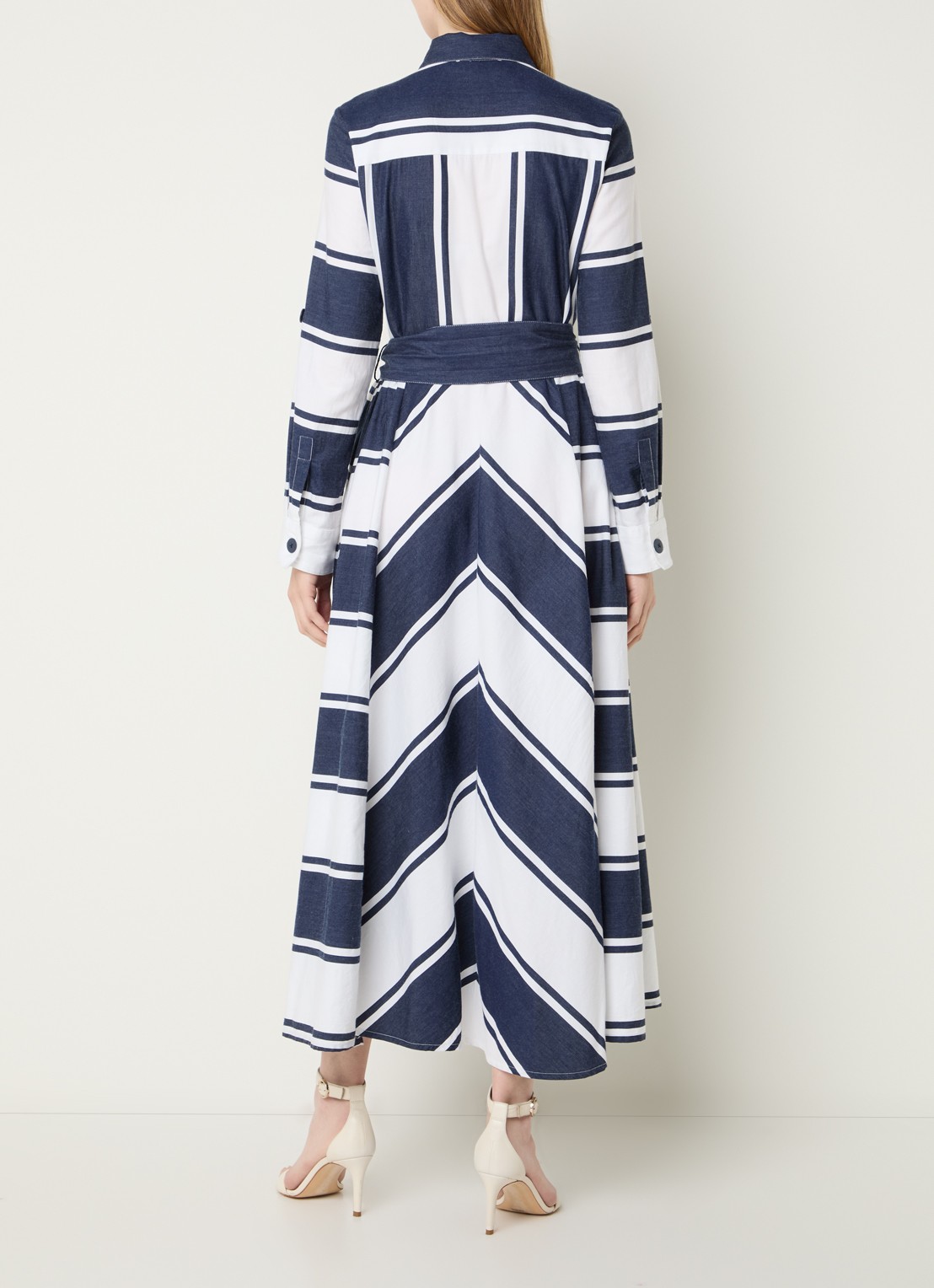 Joseph Ribkoff Midi blousejurk met strikceintuur en print - achterkant 2 donkerblauw