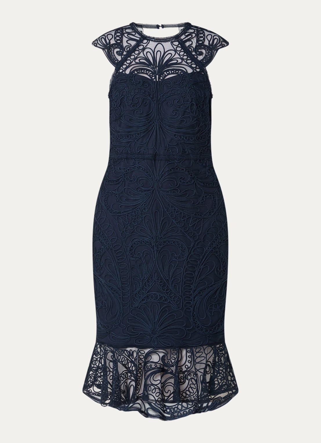 Joseph Ribkoff Midi jurk met borduring - voorkant donkerblauw