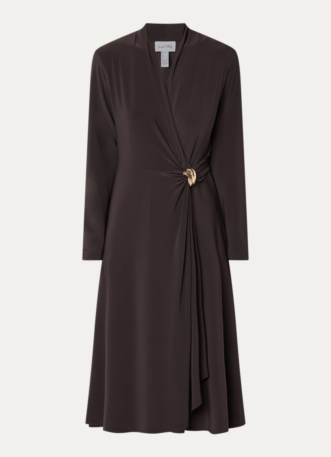 Joseph Ribkoff Midi jurk met knoopdetail - voorkant donkerbruin