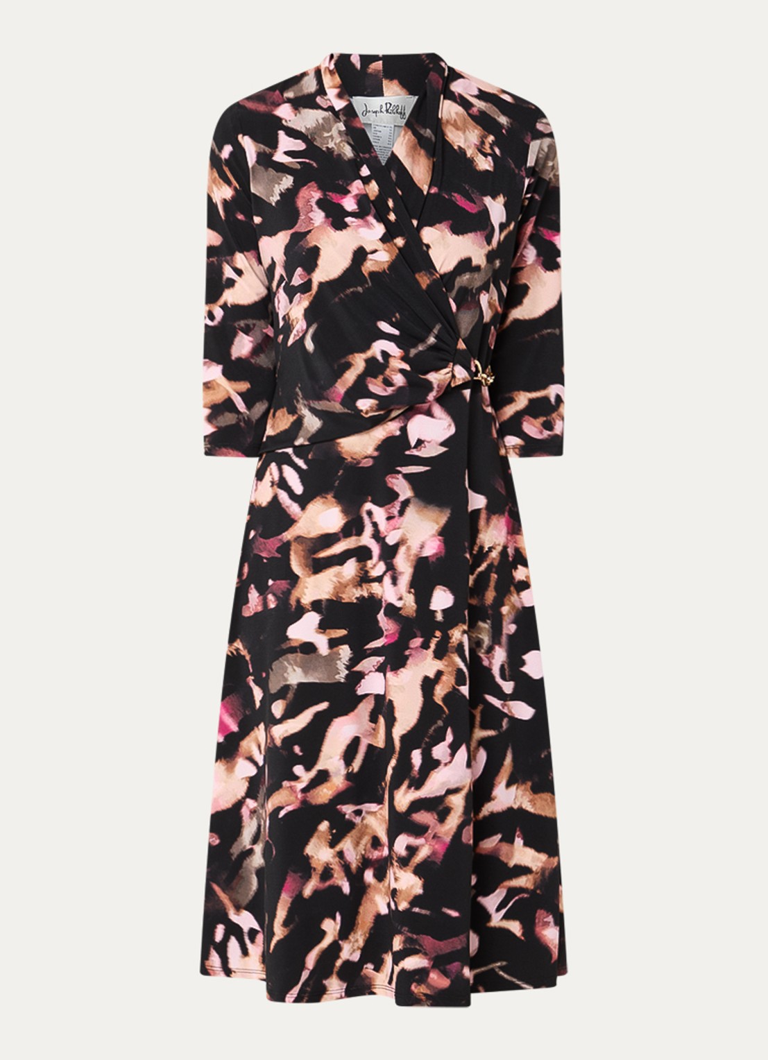Joseph Ribkoff Midi jurk met print en kettingdetail - voorkant 2 lichtroze