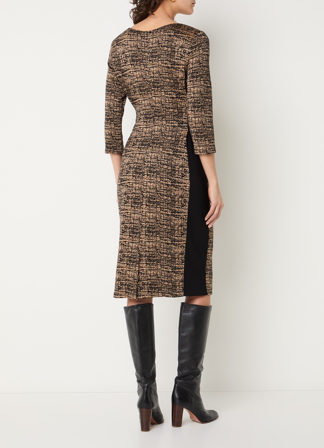 Joseph Ribkoff Midi jurk met strikceintuur - achterkant 3 camel