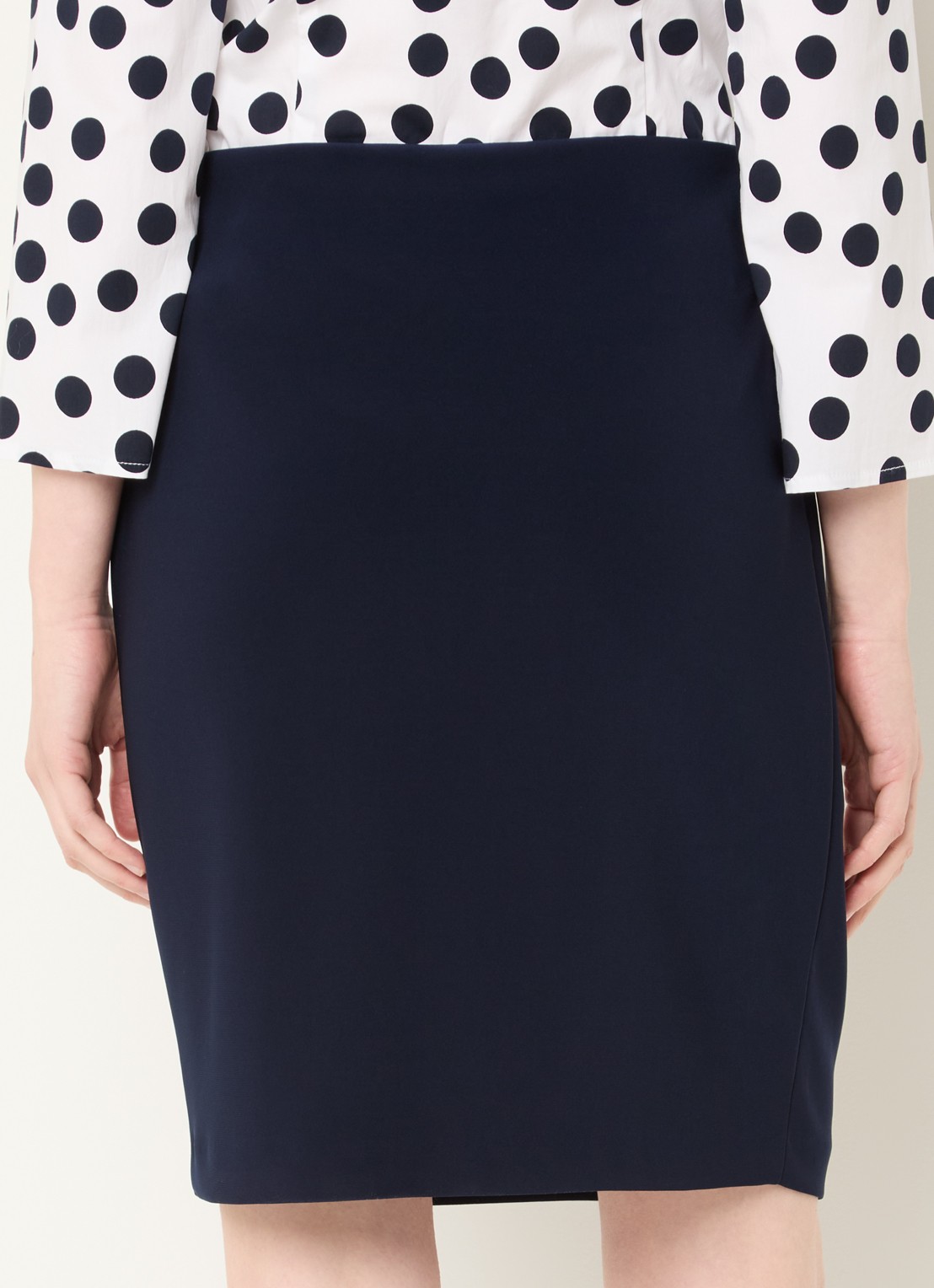 Joseph Ribkoff Midi kokerrok met stretch - achterkant 3 donkerblauw