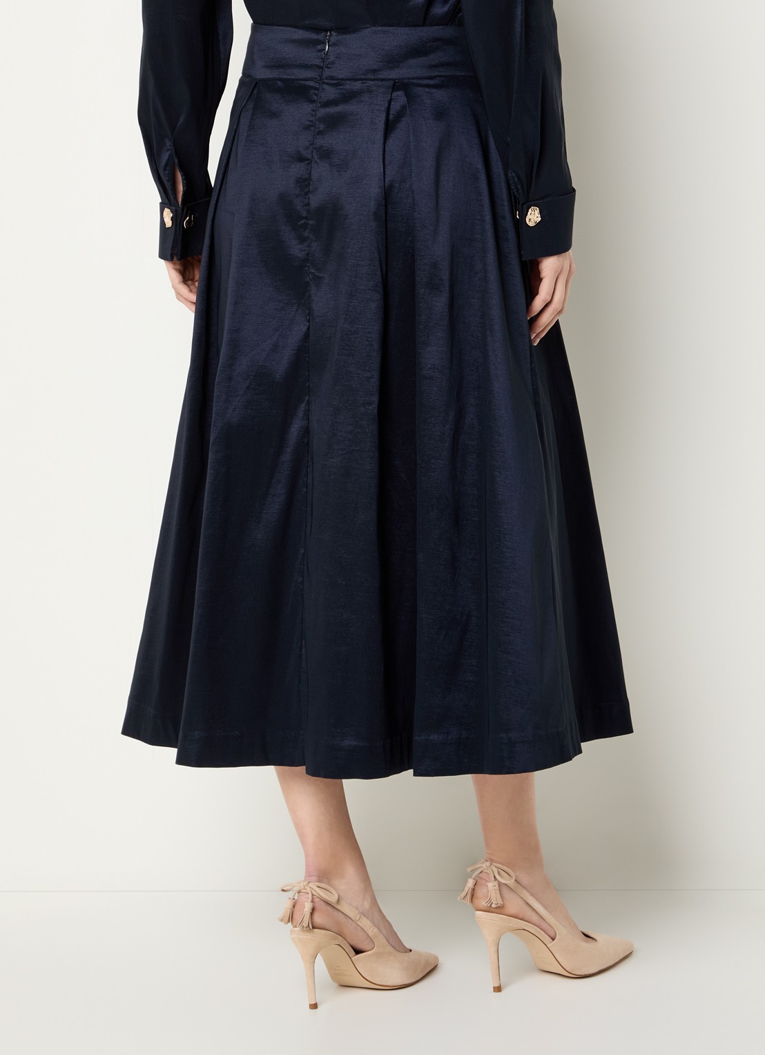Joseph Ribkoff Midi plooirok - achterkant 3 donkerblauw