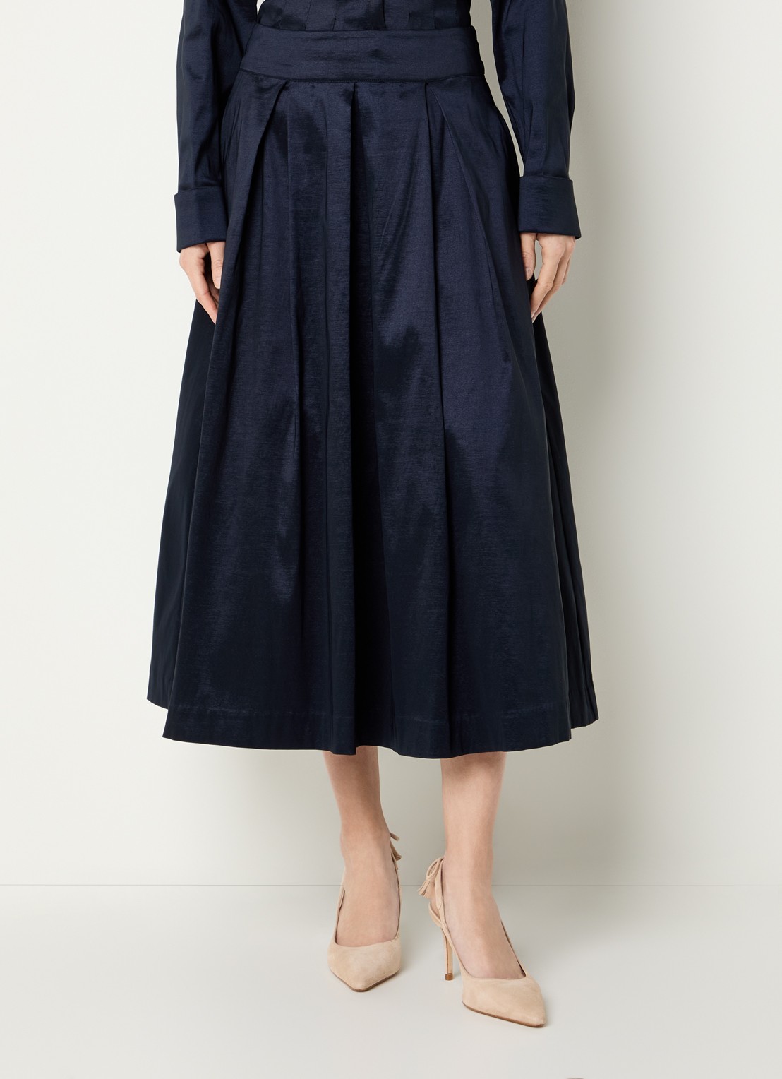Joseph Ribkoff Midi plooirok - detail 4 donkerblauw
