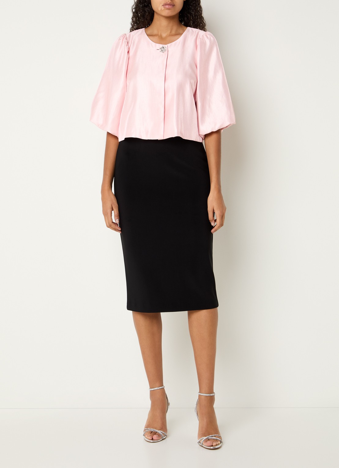 Joseph Ribkoff Midi rok met split - voorkant 4 zwart