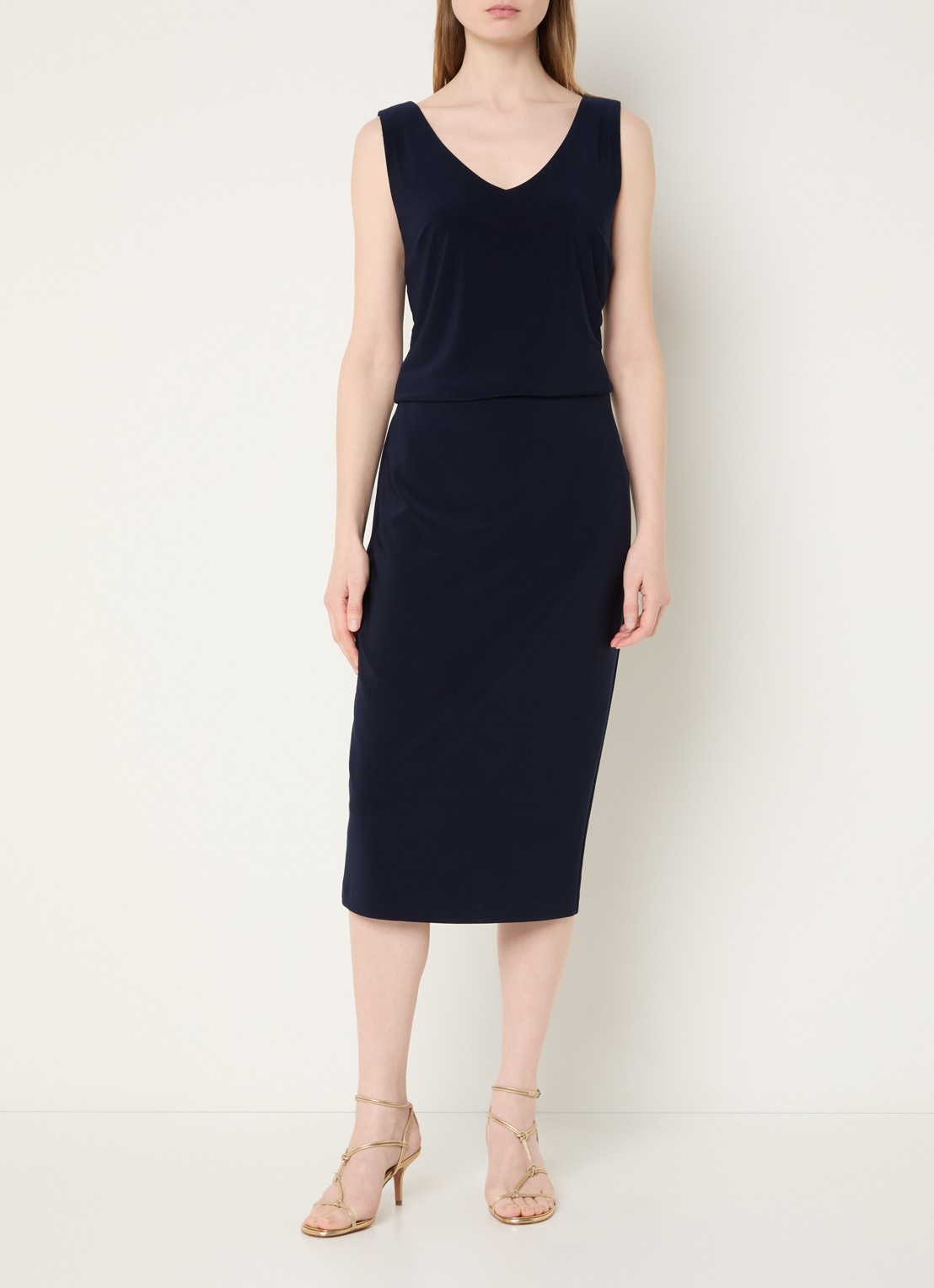 Joseph Ribkoff Midi rok met split - voorkant 3 donkerblauw
